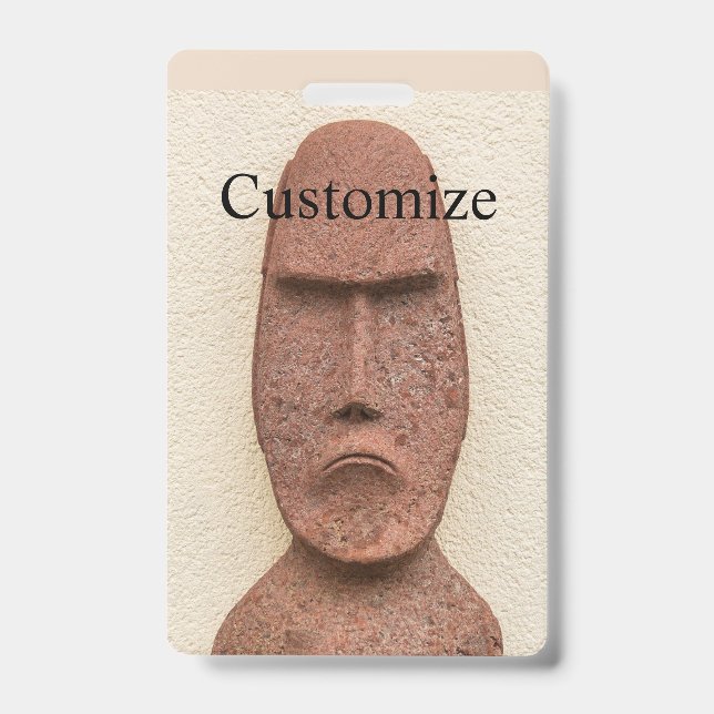 Easter Island Moai Head Thunder_Cove   ID Badge (Front)