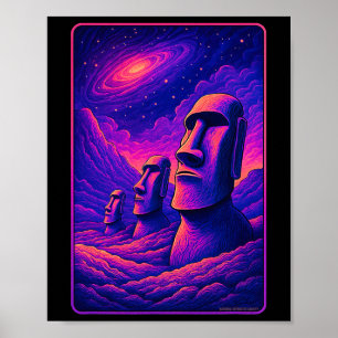 Easter Island Moai Heads - Rapa Nui Alien Galaxy A Poster