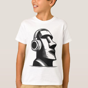 Easter Island Moai Statue Headphones Music Lover F T-Shirt