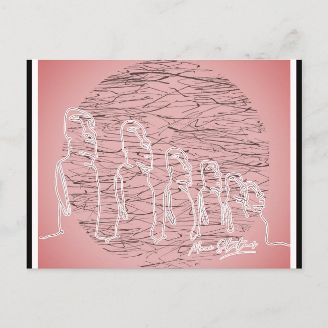 Easter Island Moai Statue Pink Travel Postcard (Front)