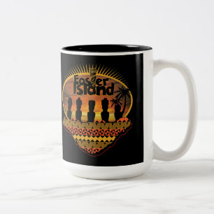 Easter Island Moai Statues Two-Tone Coffee Mug