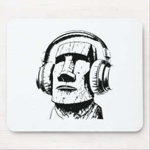Easter Island Moai With Headphones, Isla De Pascua Mouse Pad