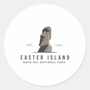 Easter Island Rapa Nui National Park Emblem Vintag Classic Round Sticker