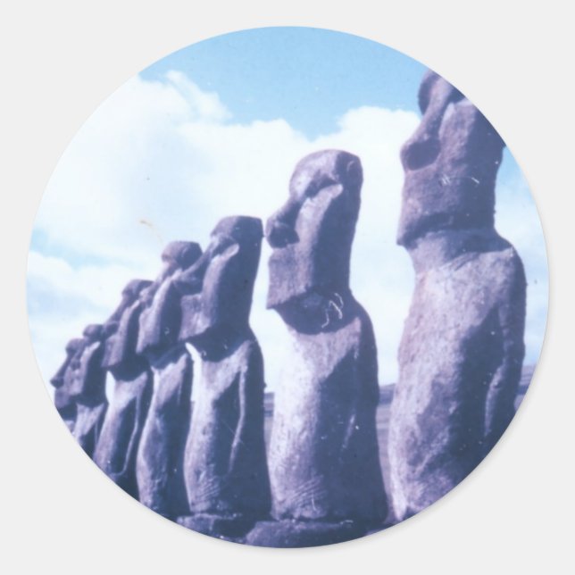 Easter Island Statues Classic Round Sticker (Front)