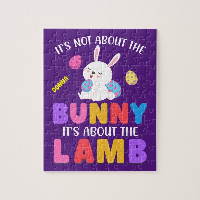 EASTER" IT'S NOT ABOUT THE BUNNY" PERSONALIZED JIG JIGSAW PUZZLE (Vertical)
