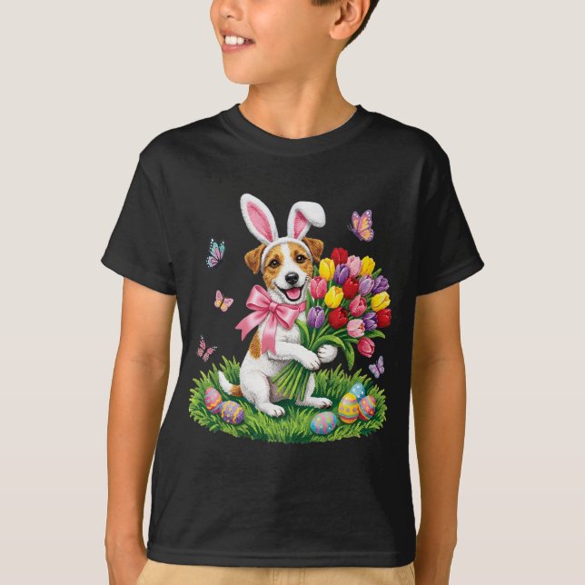 Easter Jack Russell Terrier Dog Mum Spring Easter  T-Shirt (Front)