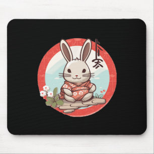 Easter Japan Rabbit Bunny In Japanese Kimono Suit Mouse Pad