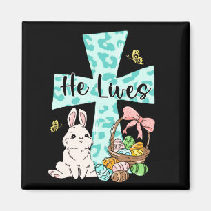 Easter Jesus Cross Bunny Ears Bible Verse Magnet