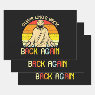 Easter Jesus Guess Whos Back Religious Christian Wrapping Paper Sheet