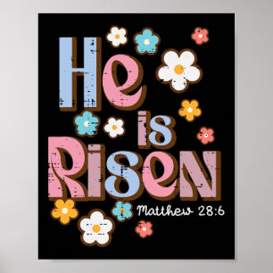 Easter Jesus He Is Risen Christian Faith Girls Kid Poster