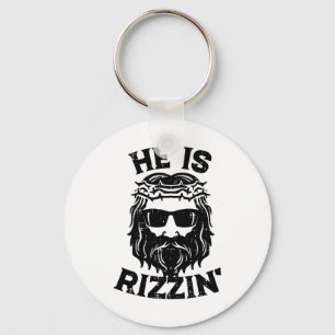 Easter Jesus He Is Rizzin Risen Fun Christian Men  Key Ring
