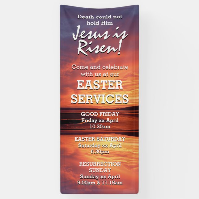 EASTER Jesus is Risen CHURCH SERVICES Customised Banner (Vertical)