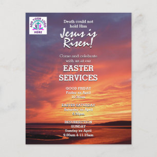 EASTER Jesus is Risen CHURCH SERVICES Customized Flyer