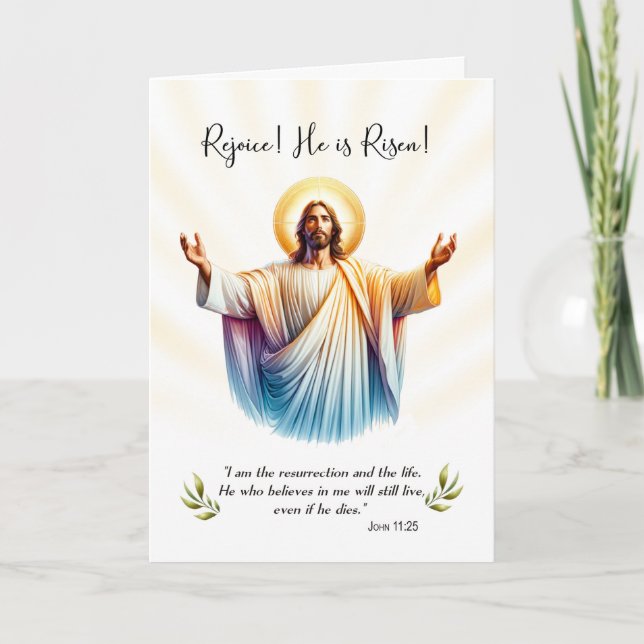 Easter Jesus is Risen Rejoice  Card (Front)