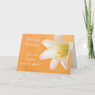 Easter Joy and Blessings Alleluia Lily on Gold Holiday Card