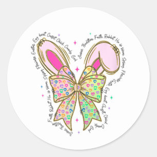 Easter Joy: Bunny Ears and Bow Delight Classic Round Sticker