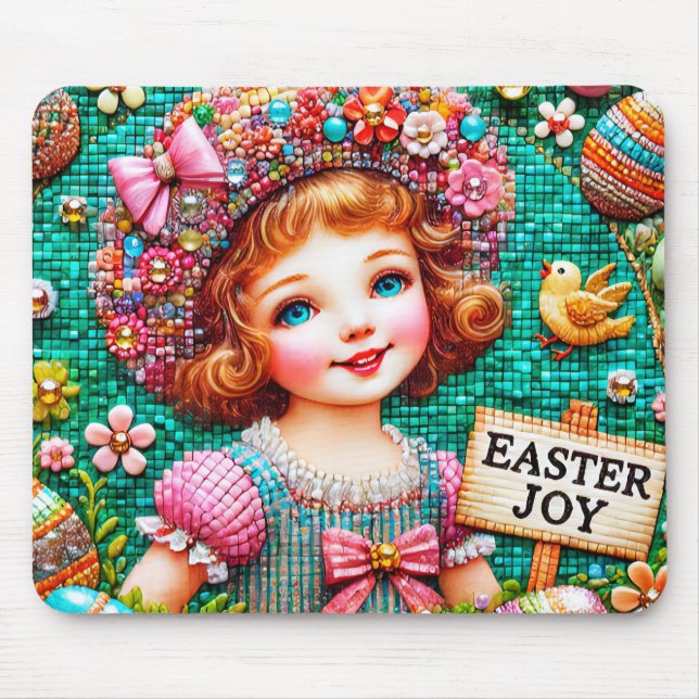 EASTER JOY VINTAGE GIRL ~ Mouse Pad (Front)