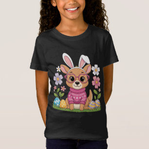 Easter Kangaroo Egg Hunt Design with Flowers T-Shirt