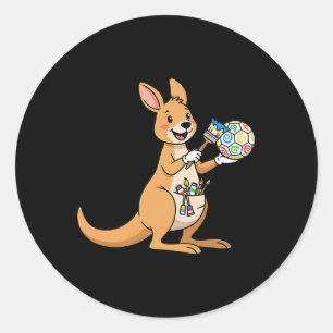Easter Kangaroo Painting Colourful Egg Art For Kid Classic Round Sticker
