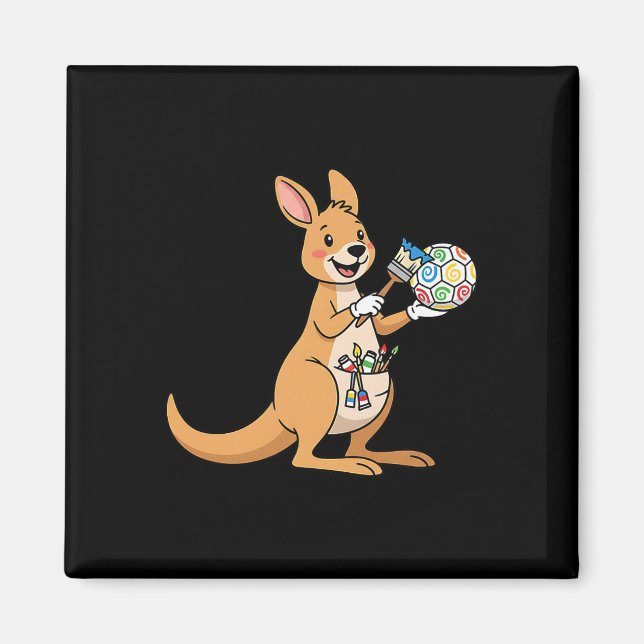 Easter Kangaroo Painting Colourful Egg Art For Kid Magnet (Front)