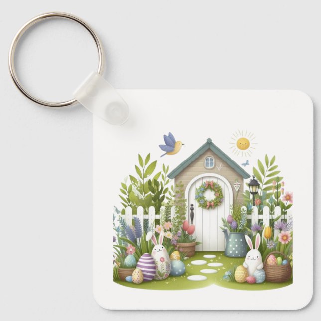 Easter Keychain  Bunny & Egg Spring Gift  Keychain (Front)