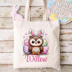 Easter Kids Name Girls Bunny Owl Tote Bag