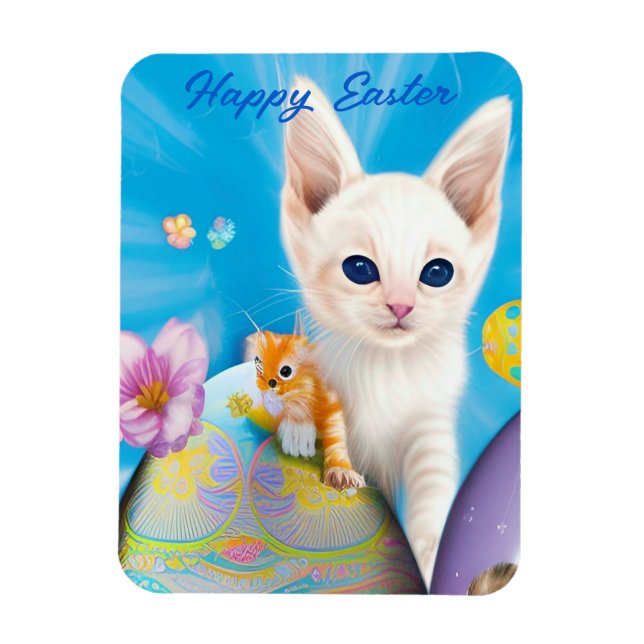 Easter Kitten Flowers and Eggs  Magnet (Vertical)