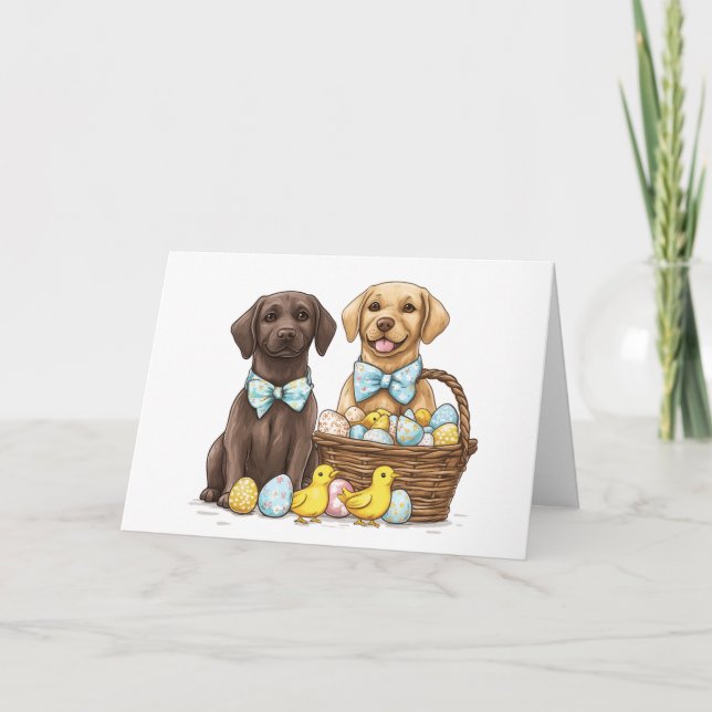 Easter Labrador Retriever Dogs Holiday Card (Front)