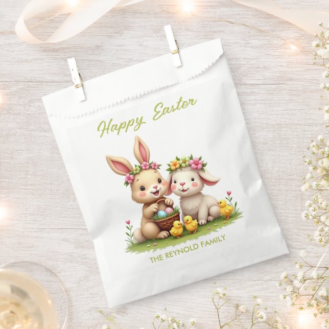 Easter Lamb & Bunny | Cute Chicks & Spring Flowers Favour Bags (Clipped)