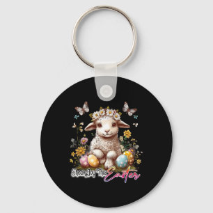 Easter Lamb - Colourful Vintage Easter  Key Ring