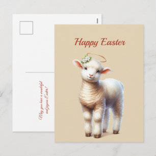 Easter Lamb Illustration Holiday Postcard