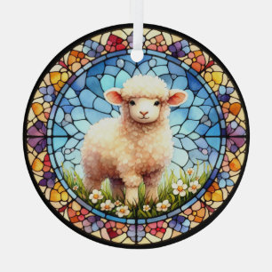 Easter Lamb In Stained Glass Tree Decoration