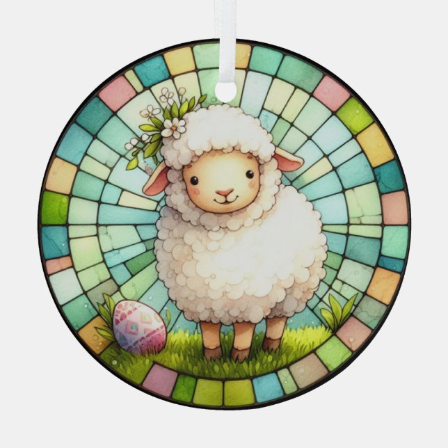 Easter Lamb In Stained Glass Tree Decoration (Back)