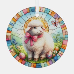 Easter Lamb In Stained Glass Tree Decoration