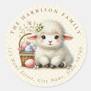 Easter Lamb Personalised Name Round Stickers