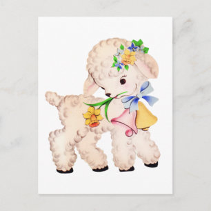EASTER LAMB VINTAGE HOLIDAY POSTCARD