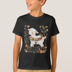 Easter Lamb With Garland - Easter Egg Folk Art T-Shirt