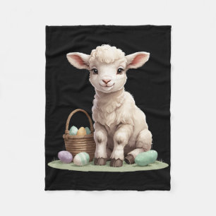 Easter Lamb With Sket And Eggs  Fleece Blanket
