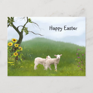 Easter Lambs Holiday Postcard