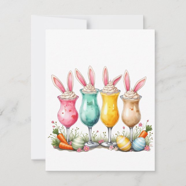 Easter Latte Glasses of Latte with Bunny Ears Card (Front)