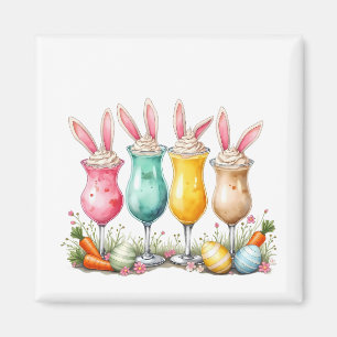 Easter Latte Glasses of Latte with Bunny Ears Magnet