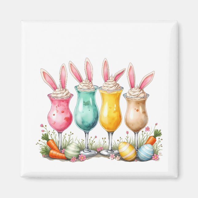 Easter Latte Glasses of Latte with Bunny Ears Magnet (Front)