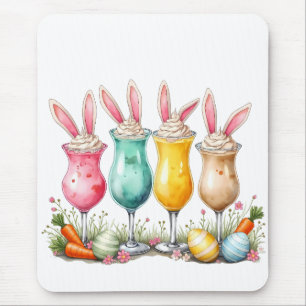 Easter Latte Glasses of Latte with Bunny Ears Mouse Pad