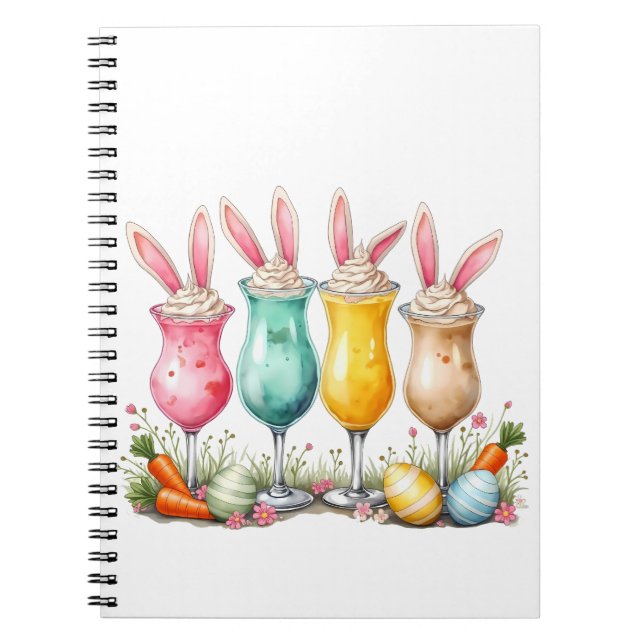 Easter Latte Glasses of Latte with Bunny Ears Notebook (Front)