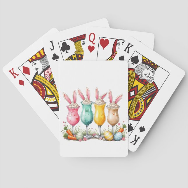 Easter Latte Glasses of Latte with Bunny Ears Playing Cards (Back)