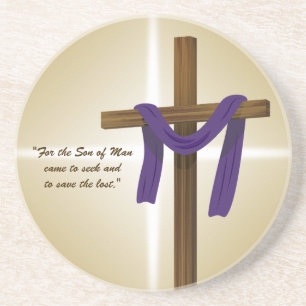 Easter Lent Cross Purple Drape Resurrection Day Coaster
