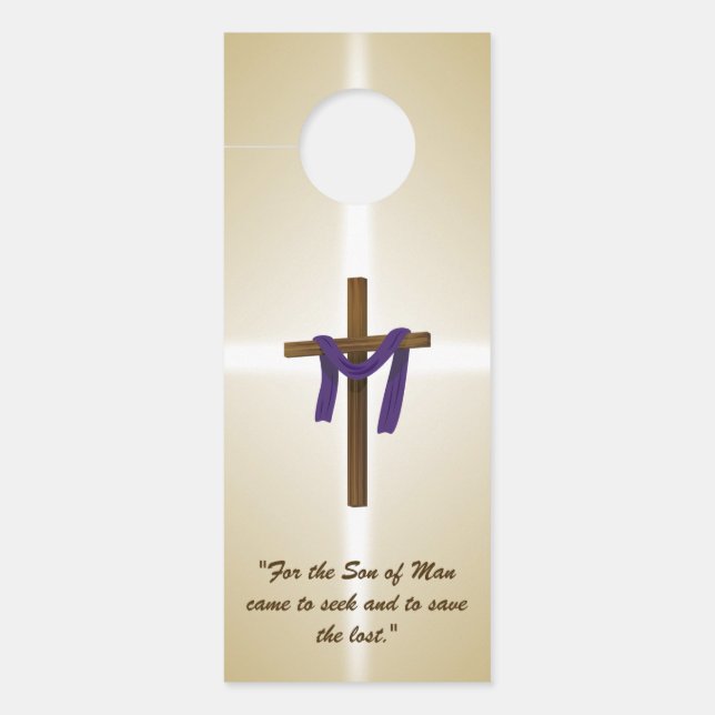 Easter Lent Cross Purple Drape Resurrection Day Door Hanger (Front)