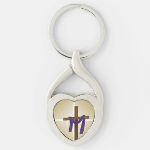 Easter Lent Cross Purple Drape Resurrection Day Key Ring