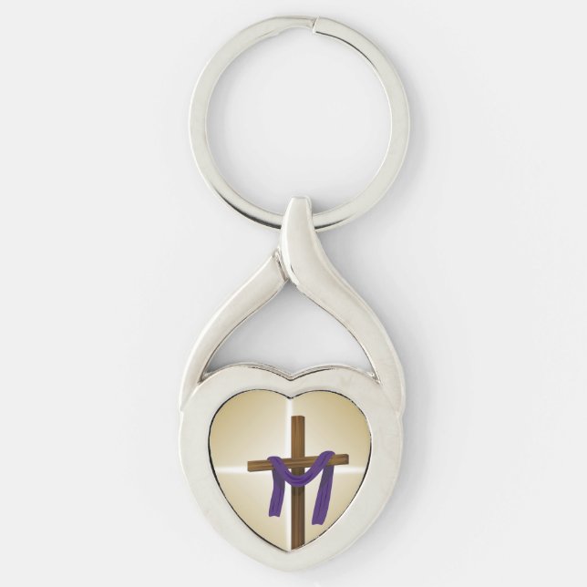 Easter Lent Cross Purple Drape Resurrection Day Key Ring (Front)
