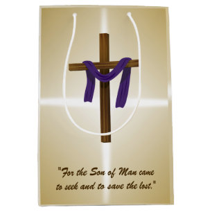 Easter Lent Cross Purple Drape Resurrection Day Medium Gift Bag